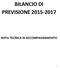 BILANCIO DI PREVISIONE 2015-2017 NOTA TECNICA DI ACCOMPAGNAMENTO