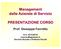 Management delle Aziende di Servizio PRESENTAZIONE CORSO