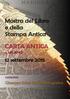 Mostra del Libro e della Stampa Antica CARTA ANTICA. 12 settembre 2015. Giuseppe Solmi Studio Bibliografico. a MILANO CATALOGO