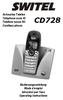 CD728. Schnurlos Telefon Téléphone sans fil Telefono senza fili Cordless phone
