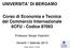 UNIVERSITA DI BERGAMO. Corso di Economia e Tecnica del Commercio Internazionale 6CFU - Codice 87093