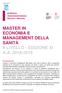 MASTER IN ECONOMIA E MANAGEMENT DELLA SANITÀ II LIVELLO - EDIZIONE XI A.A