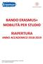 BANDO ERASMUS+ MOBILITÀ PER STUDIO RIAPERTURA ANNO ACCADEMICO