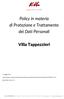 Policy in materia di Protezione e Trattamento dei Dati Personali. Villa Tappezzieri