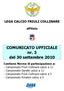 COMUNICATO UFFICIALE nr. 3 del 30 settembre 2010