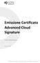 Emissione Certificato Advanced Cloud Signature