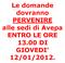 Le domande dovranno PERVENIRE alle sedi di Avepa ENTRO LE ORE DI GIOVEDI' 12/01/2012.