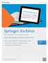 Springer Archives. Springer Book Archives e Springer Journal Archives