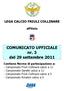 COMUNICATO UFFICIALE nr. 3 del 29 settembre 2011