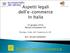 E-commerce, definizioni e tipologie Riferimenti normativi Problematiche principali Nuove frontiere dell e-commerce. avv.