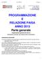 PROGRAMMAZIONE E RELAZIONE PAISA ANNO 2013 Parte generale