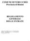 COMUNE DI VERUCCHIO Provincia di Rimini REGOLAMENTO GENERALE DELLE ENTRATE