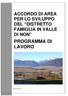 ACCORDO DI AREA PER LO SVILUPPO DEL DISTRETTO FAMIGLIA IN VALLE DI NON PROGRAMMA DI LAVORO