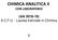 CHIMICA ANALITICA II CON LABORATORIO. (AA ) 8 C.F.U. - Laurea triennale in Chimica