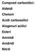Composti carbonilici: Aldeidi Chetoni Acidi carbossilici Alogenuri acilici Esteri Ammidi Anidridi Nitrili